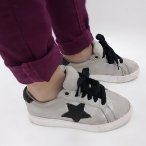 Silver Sneakers with Black Glitter Star